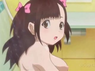 Badkamer anime xxx klem met onschuldig tiener naakt kindje