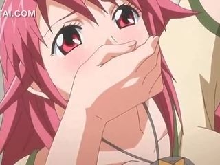 Merah jambu berambut anime divinity faraj fucked terhadap yang